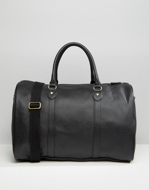 Bolso De Viaje De Cuero Sintético En Negro De Asos