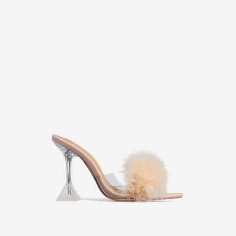 Nude on sale fluffy heels