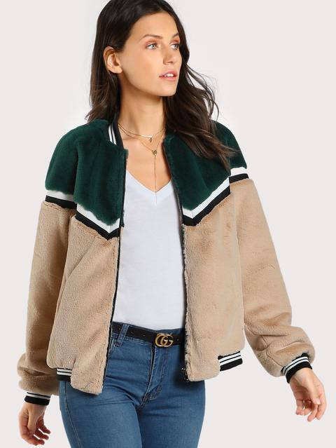 Cazadora Bomber En Color Block