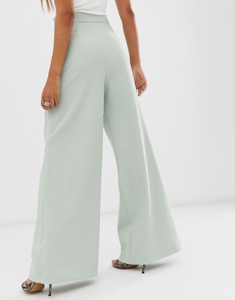 Asos Edition Wide Leg Pleat Front Trouser-green from ASOS on 21 Buttons