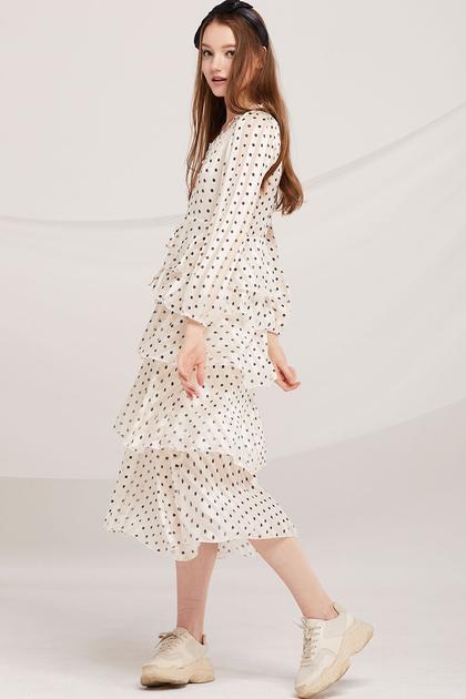 polka dot tiered dress