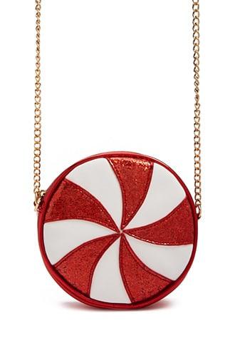 Forever 21 Metallic Faux Leather Circle Crossbody Red/multi