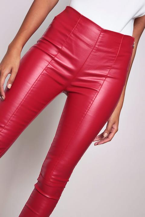 red leather tights