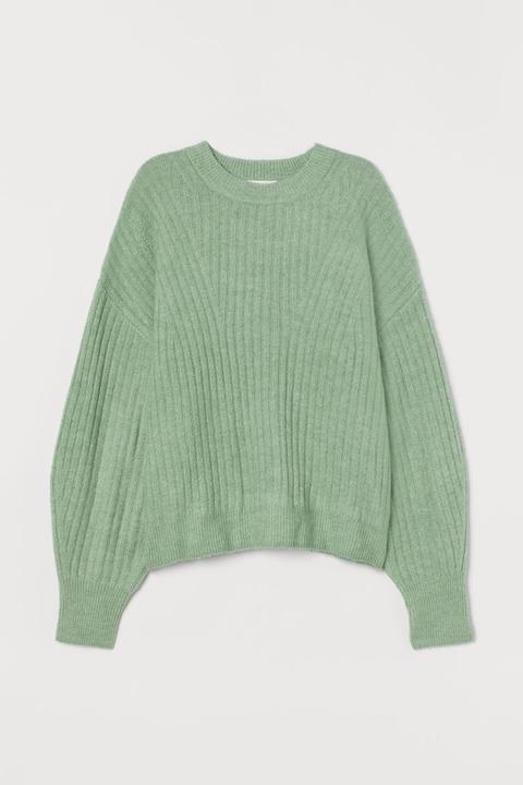 Rib-knit Jumper - Green