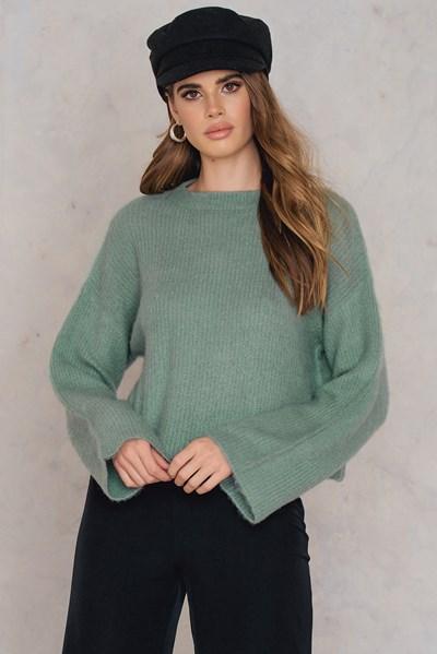 Na-kd Short Brush Sweater - Green