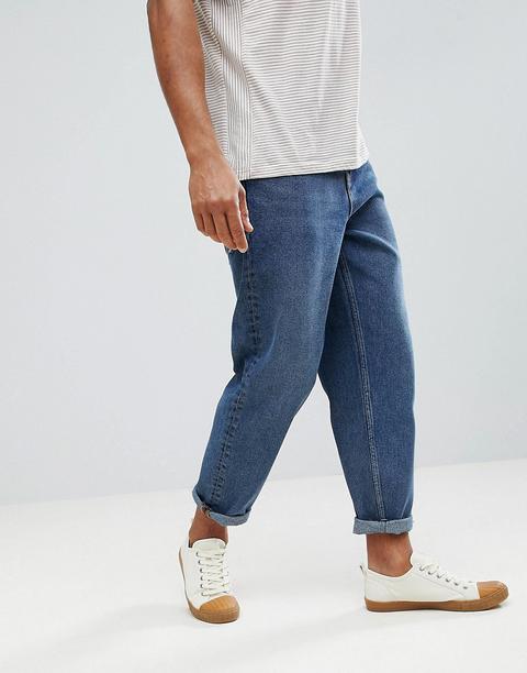 Asos - Jeans Stile Skater Lavaggio Scuro Vintage - Blu