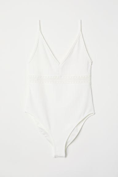 H & M - Body Con Dettagli In Pizzo - Bianco