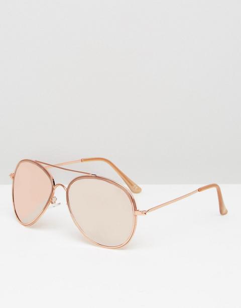 Gafas De Sol Estilo Aviador Extragrandes En Tono Dorado Rosa De Asos