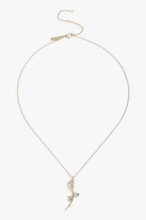 Womens Gold Look Rose Ditsy Necklace - Gold, Gold