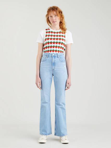 70's High Flare Jeans - Blue