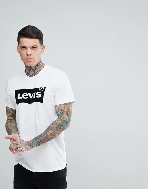 Levi's - T-shirt Con Logo Batwing Floccato In Edizione Limitata - Bianco