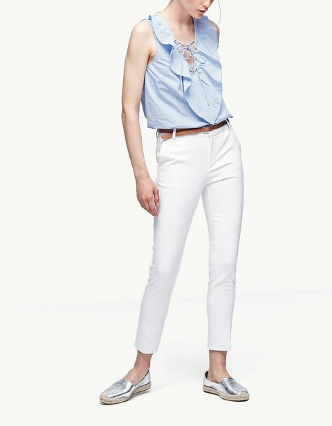 Pantalone Elegante Con Cintura Bianco