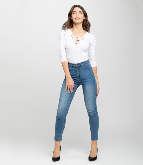 Jeans Skinny High Waist Blu Medio