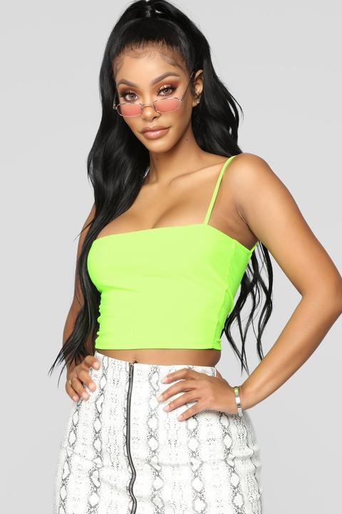 Aimee Cropped Top - Neon Yellow
