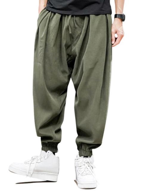 Pantalones Elásticos Con Color Sólido Jungle Green