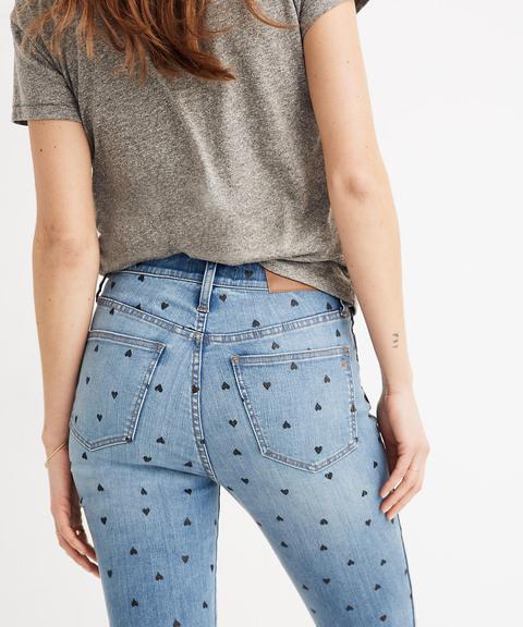 10" High-rise Skinny Crop Jeans: Heart Print Edition