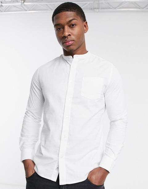 Burton Menswear Oxford Shirt With Grandad Collar In White