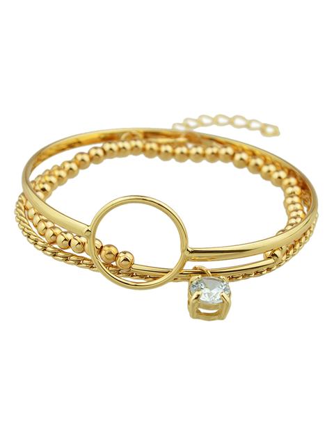 (3 Pcs/set) Mixed Style Golden Rhinestone Chain Link Bracelets