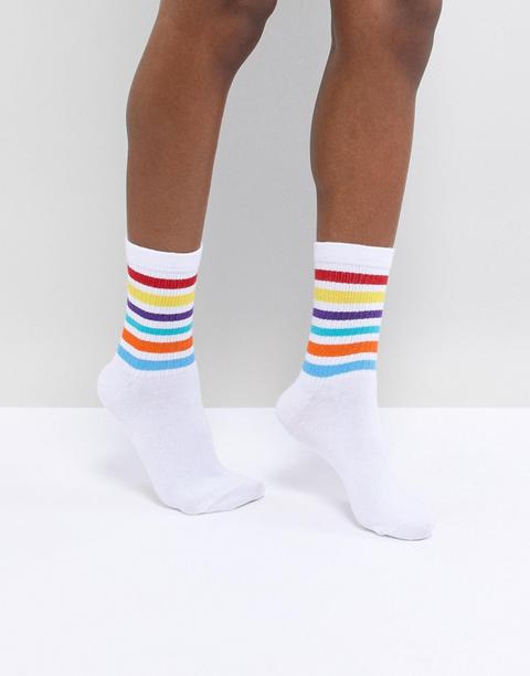 Asos Design - Calzini Con Righe Arcobaleno - Multicolore