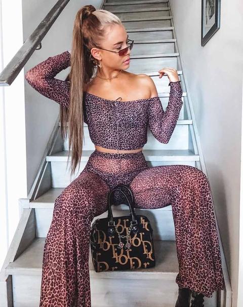 Herlom Flare Trouser In Rar Leopard Mesh