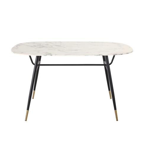 Table À Manger En Verre Trempé Effet Marbre 4 Personnes L140