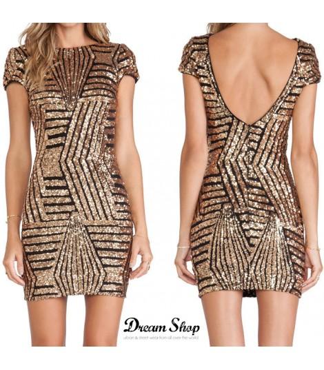 Sequin Stripe Shorts Dress