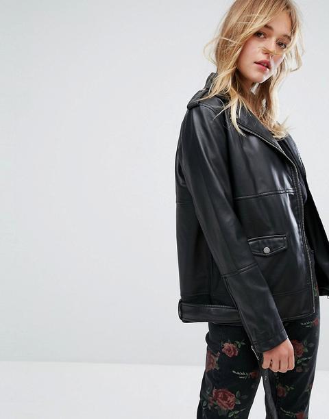 Chaqueta Biker De Efecto Cuero De Monki