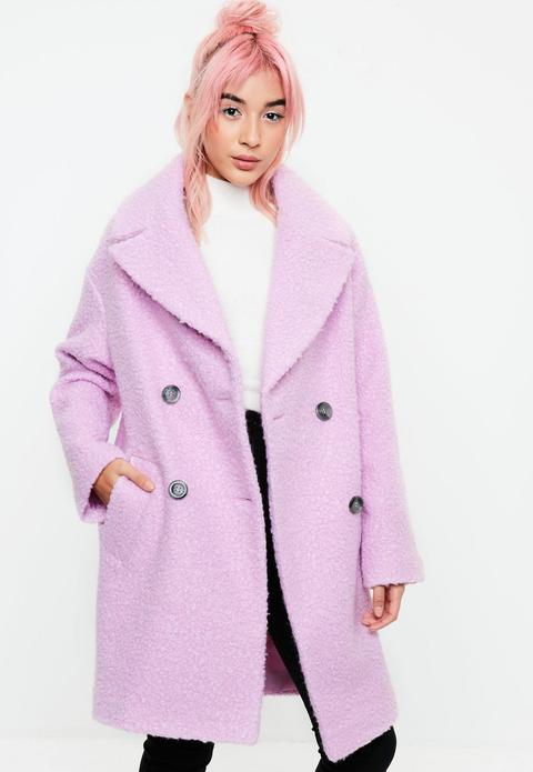 Pink Oversized Boucle Coat, Pink