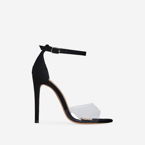 Gabi Peep Toe Perspex Heel In Black Patent, Black