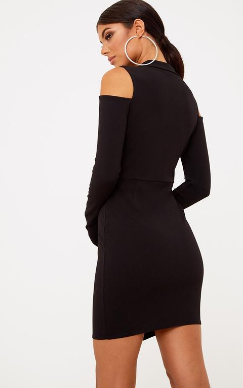 Black Cold Shoulder Blazer Dress