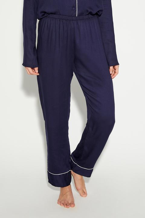Pantalone Lungo In Tela Di Viscosa Soft Piping
