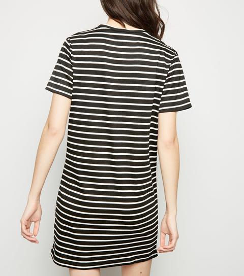 Black Stripe Jersey Tunic Dress New Look