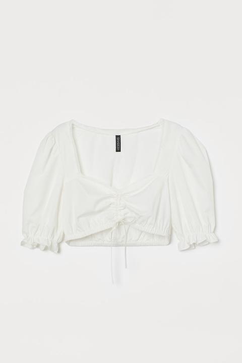 Blusa Corta De Algodón - Blanco