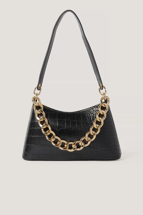 Na-kd Accessories Chunky Chain Baguette Bag - Black