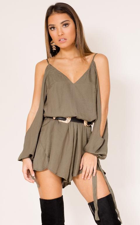 Cant Believe Playsuit In Khaki