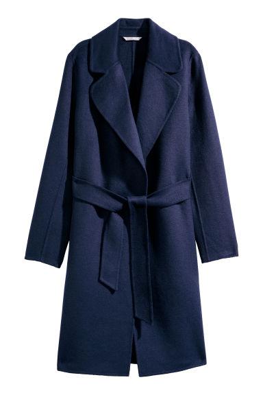 H & M - Cappotto In Feltro Misto Lana - Blu