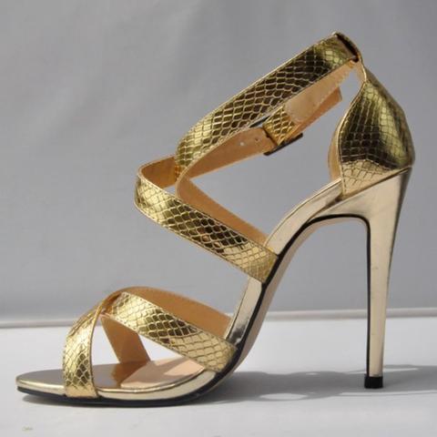 Sandali Piscina Bocca Stiletto Moda Fibbia Dorata