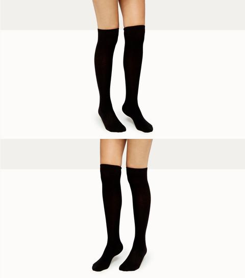 2 Pack Black Knee High Socks New Look