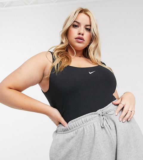 Nike Plus Scoop Neck Vest Bodysuit In Black