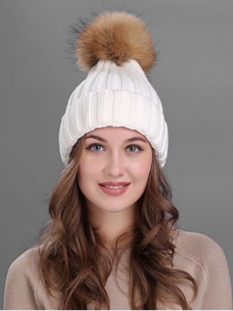 Gorro Para Hacer Punto Al Aire Libre De La Bola De Pom Pom