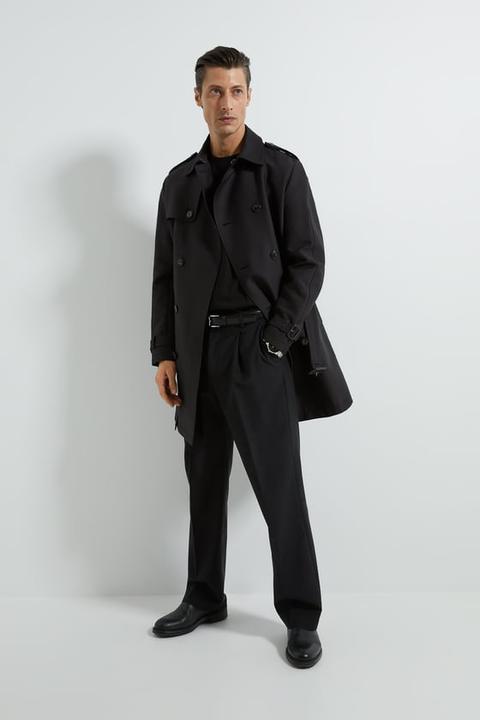 Trenchcoat Mit Strukturmuster In Satinoptik