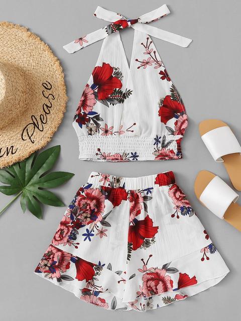 Top Con Spalle Scoperte E Stampa Floreale