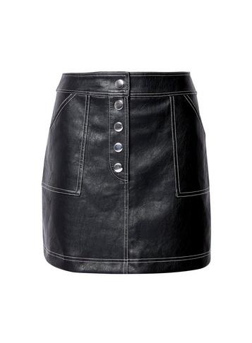 Womens Lola Skye Black Pu Stitch Skirt, Black