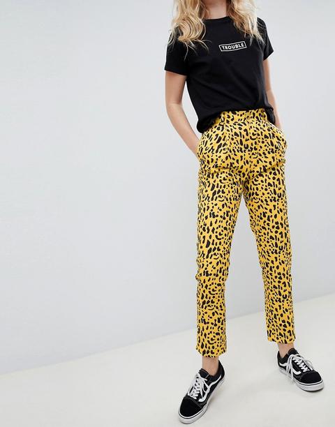 Daisy Street - Pantaloni Dritti Con Stampa Animalier - Giallo