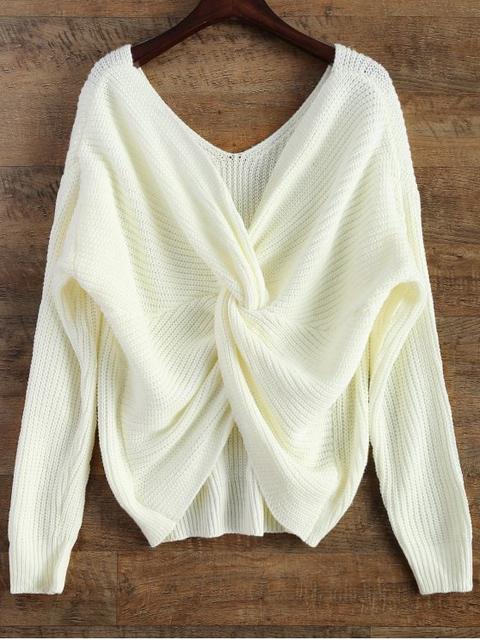 V Cuello Del Suéter Trenzado White Burgundy Khaki Gray