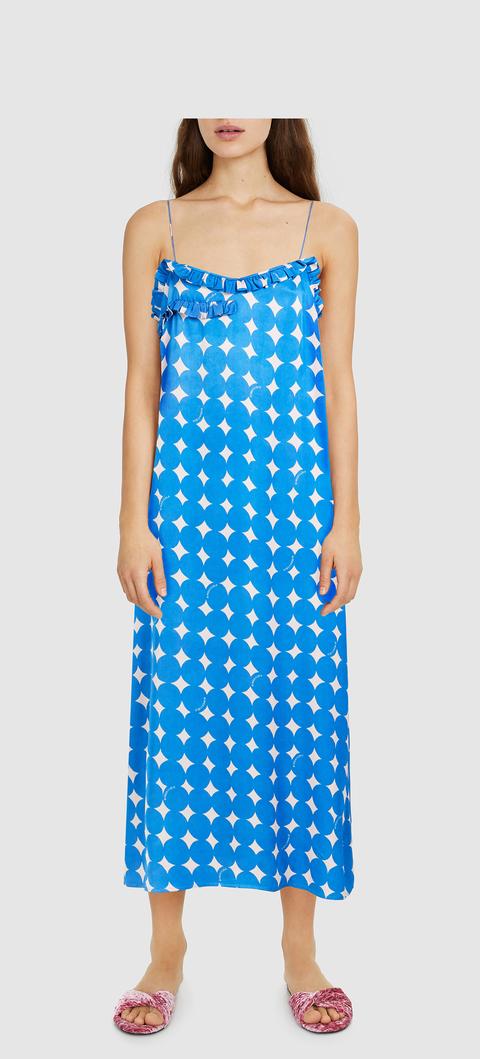 Vestido Dots Print Azul
