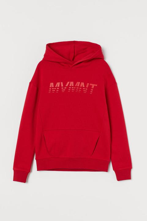 Sudadera Oversize Con Motivo - Rojo