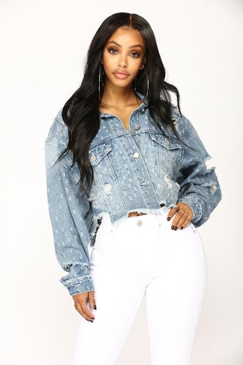 Talk That Talk Denim Jacket - Medium Wash