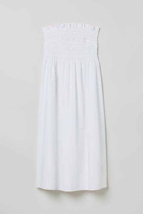 Smock-topped Dress - White