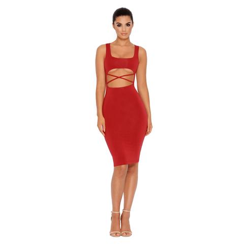 Got It Under Control Double Layered Knee Length Dress In Red